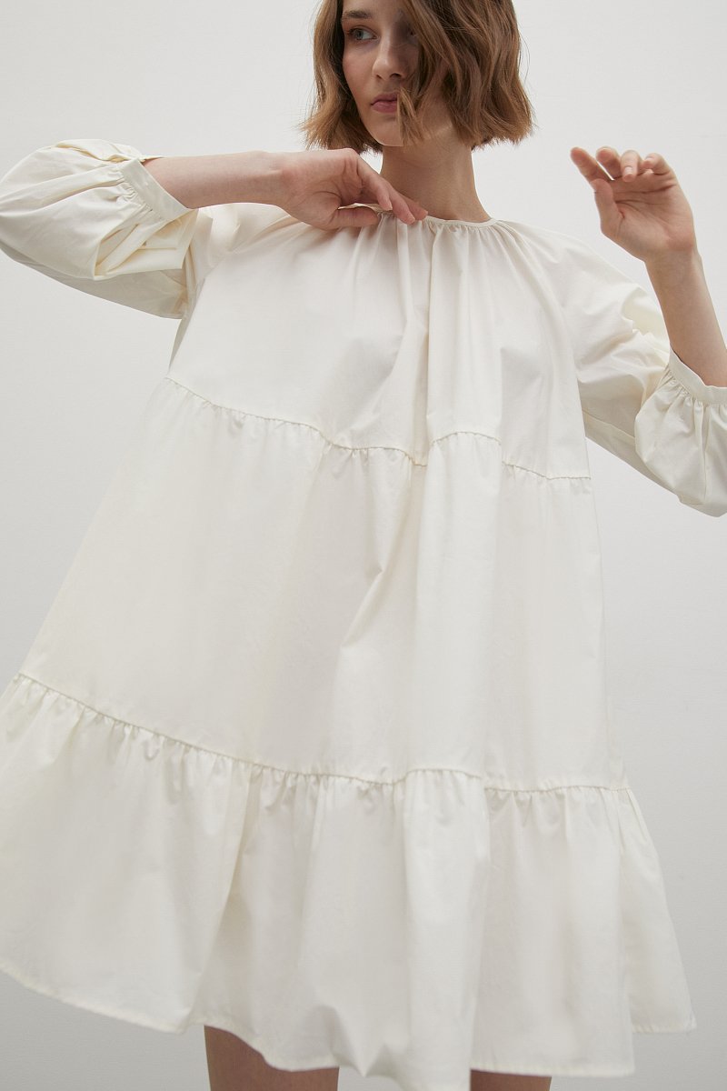 Платье с рукавами-буфами из хлопка, Модель FSD11085, Фото №3