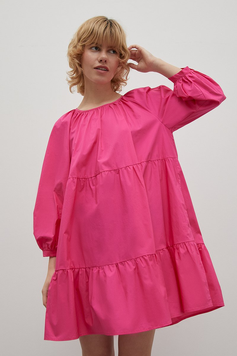 Платье с рукавами-буфами из хлопка, Модель FSD11085, Фото №1