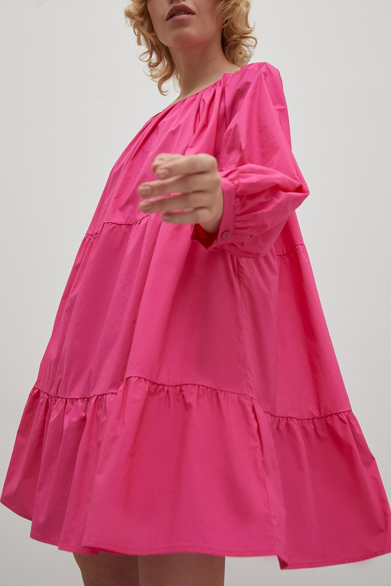 Платье с рукавами-буфами из хлопка, Модель FSD11085, Фото №3