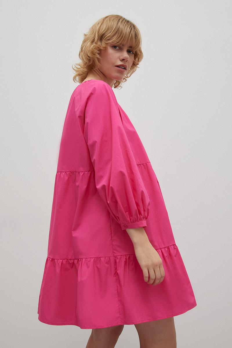 Платье с рукавами-буфами из хлопка, Модель FSD11085, Фото №4
