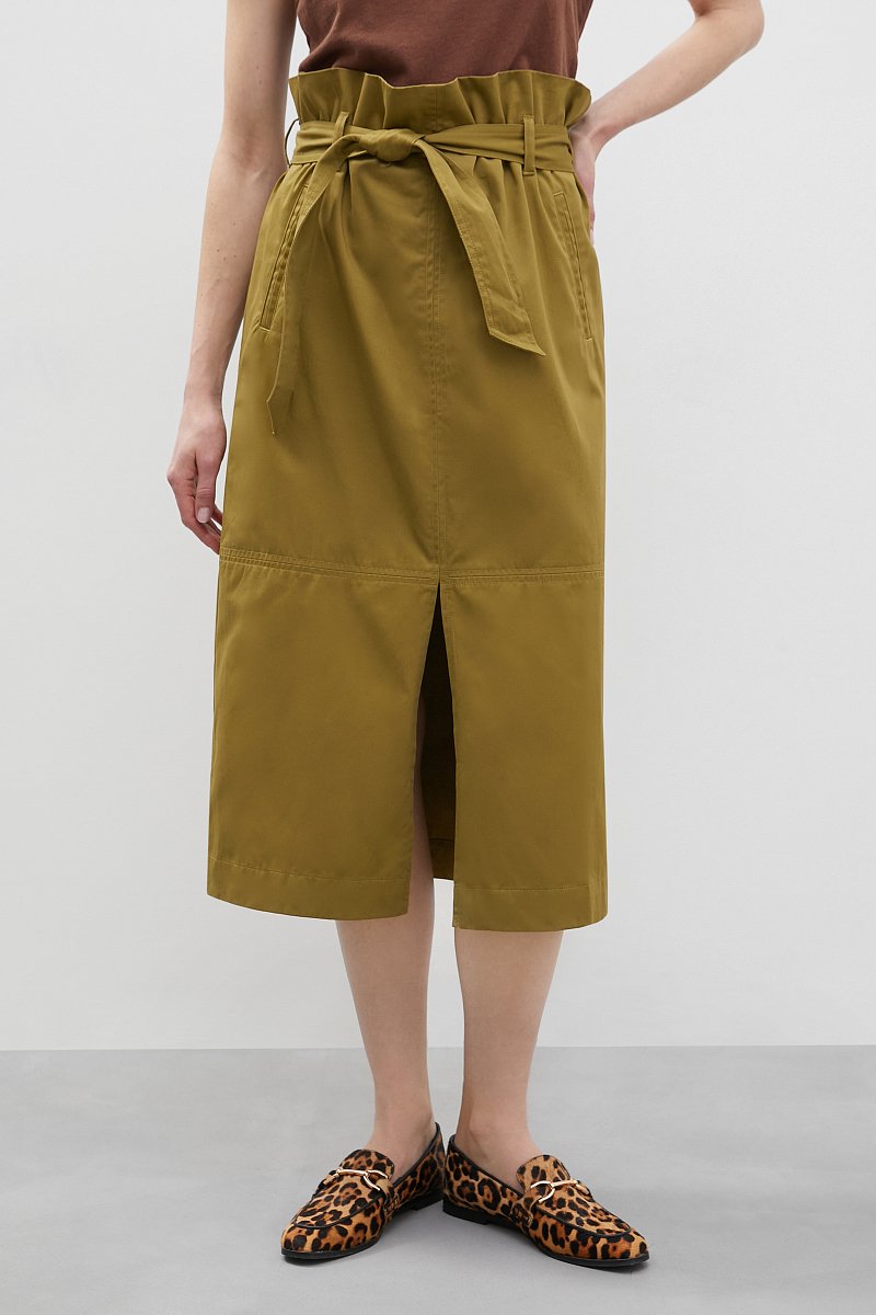 Хлопковая юбка с разрезом, Модель FSD11063, Фото №2