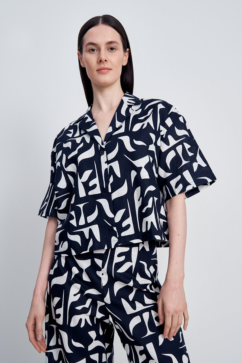 Рубашка женская с принтом из льна, Модель FSE11009, Фото №1
