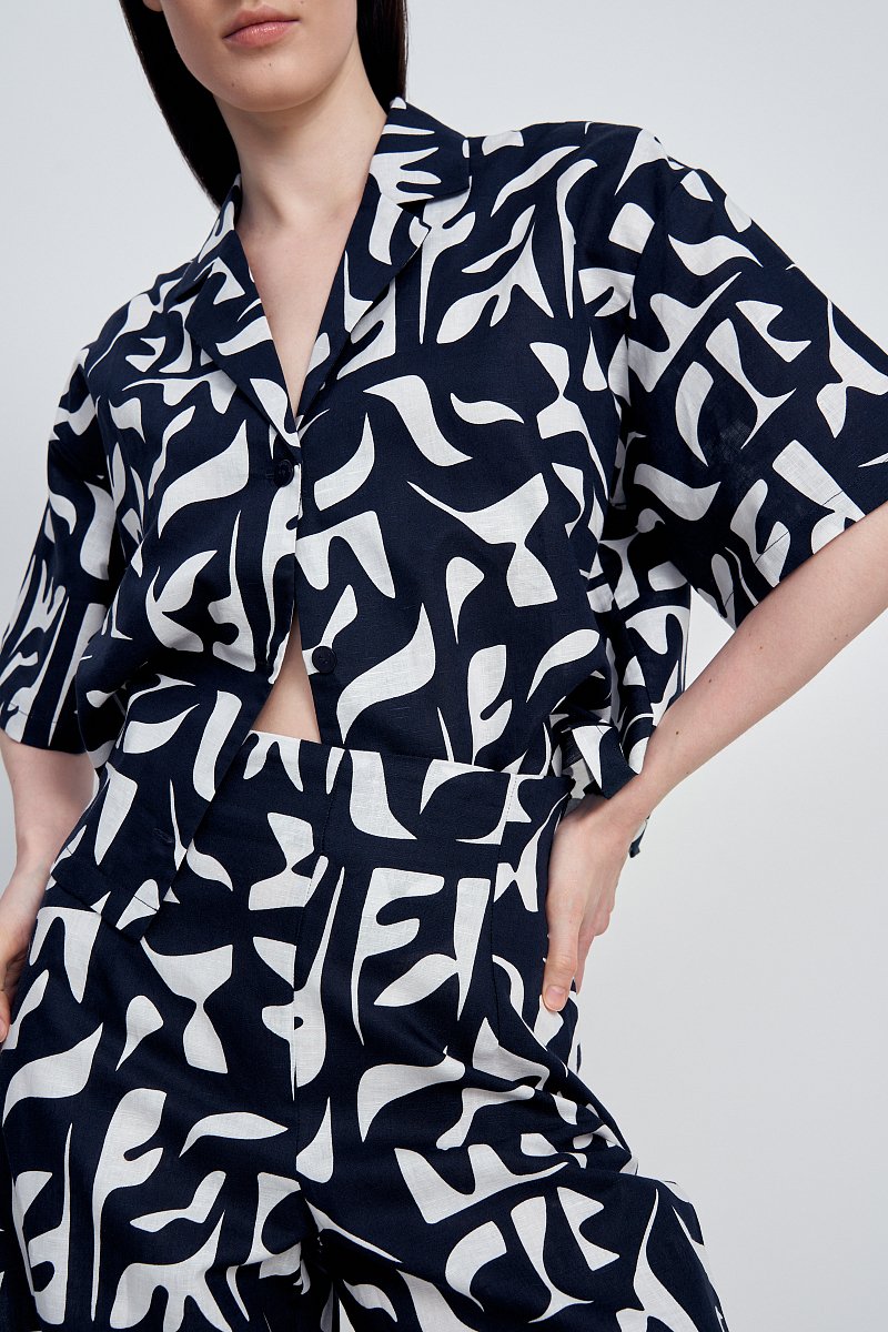Рубашка женская с принтом изо льна, Модель FSE11009, Фото №3