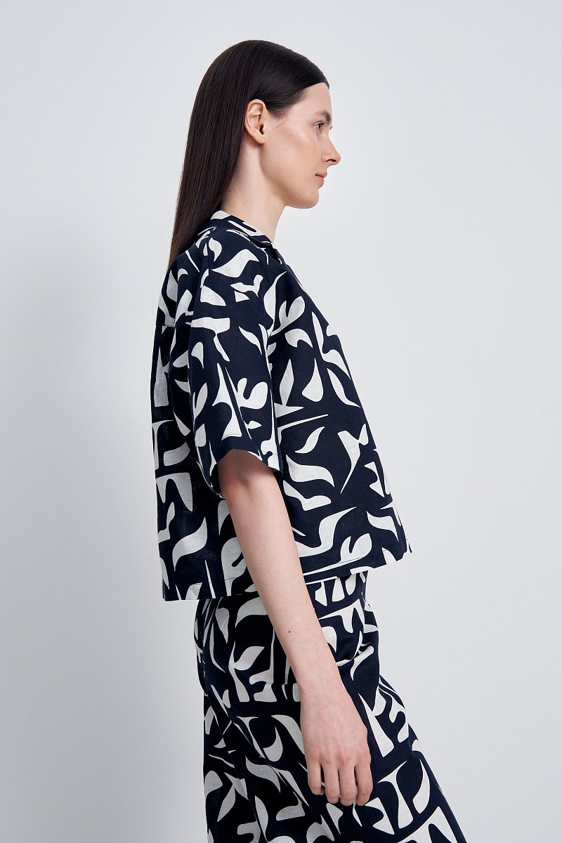 Рубашка женская с принтом изо льна, Модель FSE11009, Фото №4