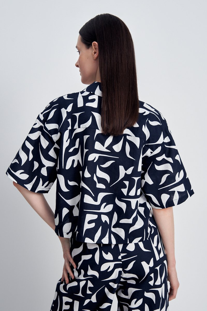 Рубашка женская с принтом изо льна, Модель FSE11009, Фото №5