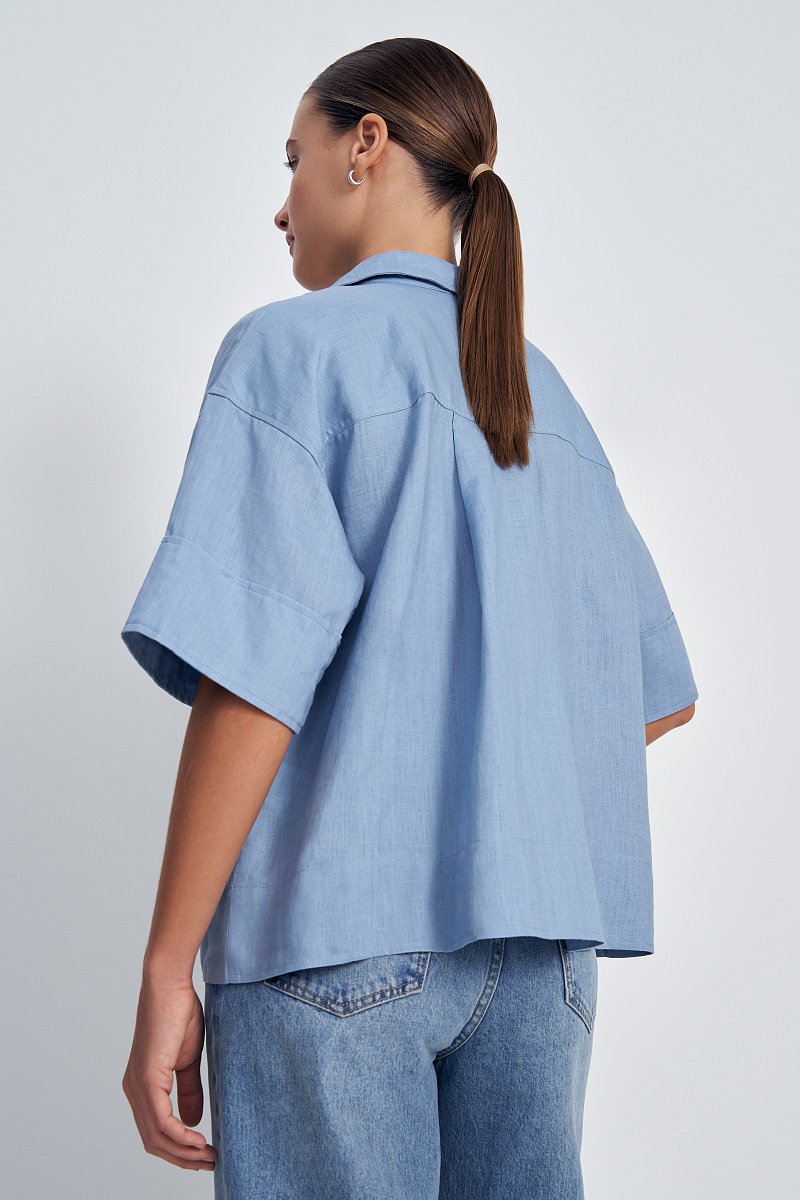 Блузка из льна свободного кроя, Модель FSE110137, Фото №5