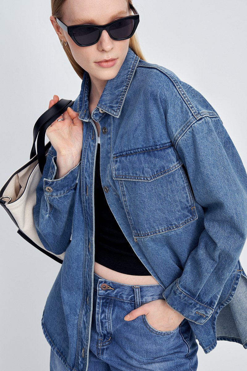 Джинсовая куртка с карманами, Модель FSE15007, Фото №3