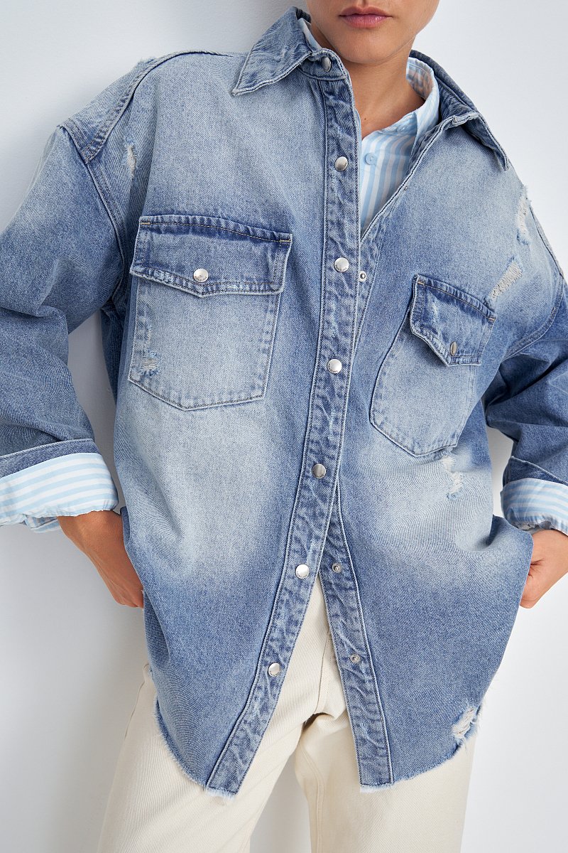 Джинсовая куртка с карманами, Модель FSE15022, Фото №3