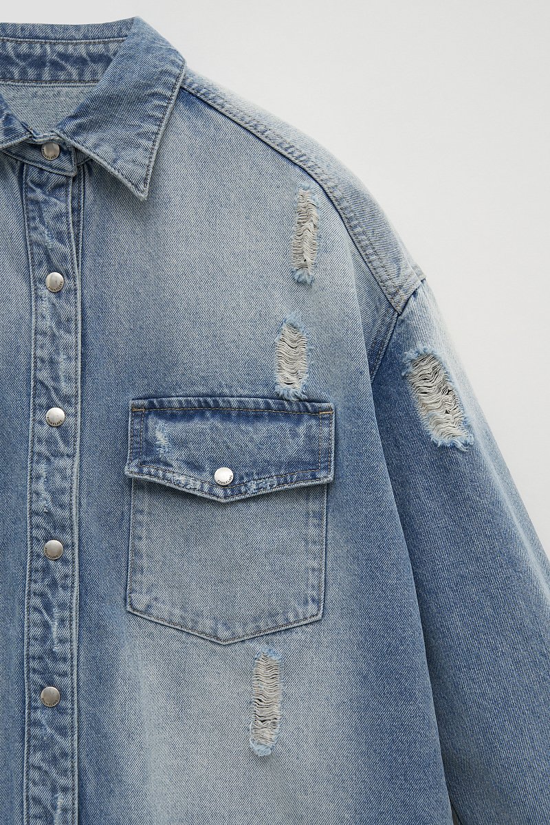 Джинсовая куртка с карманами, Модель FSE15022, Фото №7