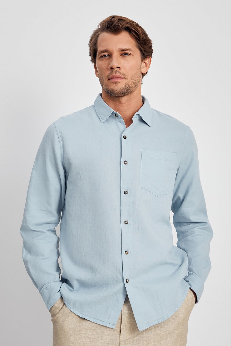 Рубашка из хлопка с длинным рукавом, Модель FSE21057, Фото №1