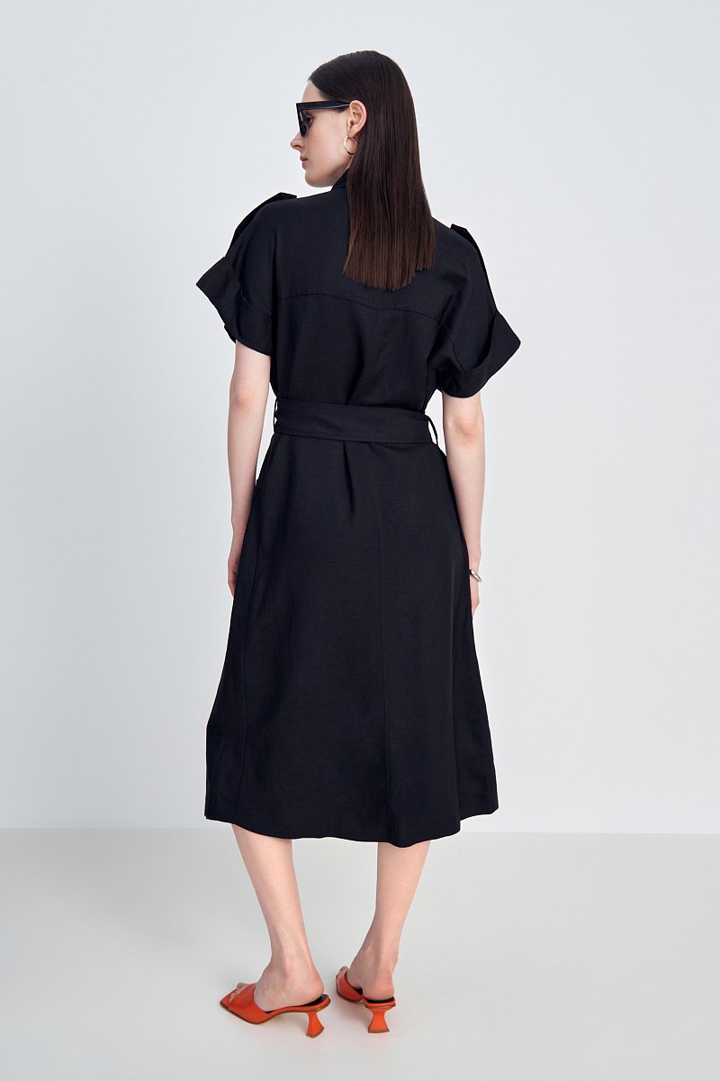 Платье с коротким рукавом и поясом, Модель FSE110267, Фото №4