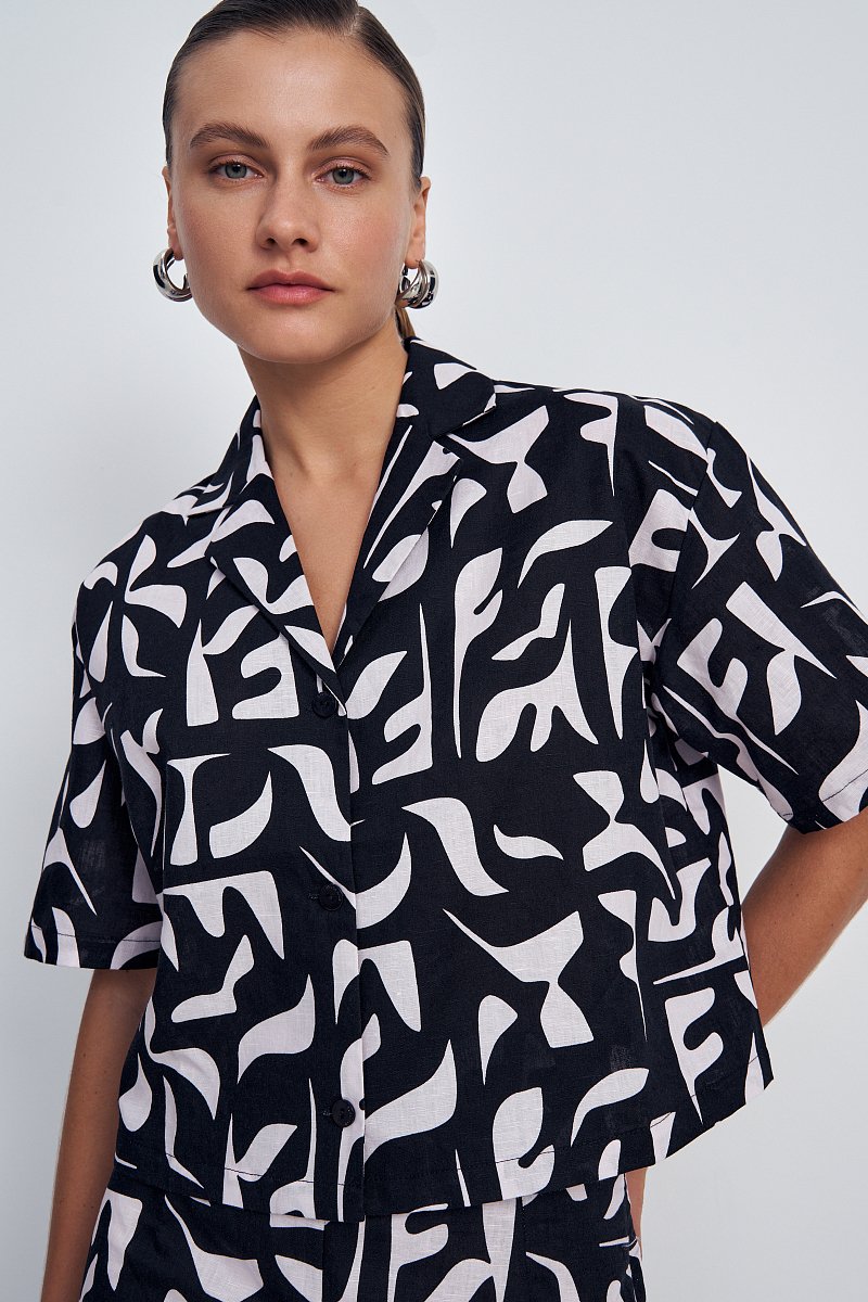 Рубашка женская с принтом изо льна, Модель FSE11009, Фото №3
