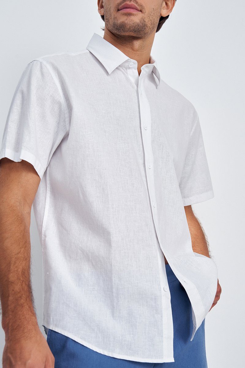 Рубашка изо льна с коротким рукавом, Модель FSE210111, Фото №3