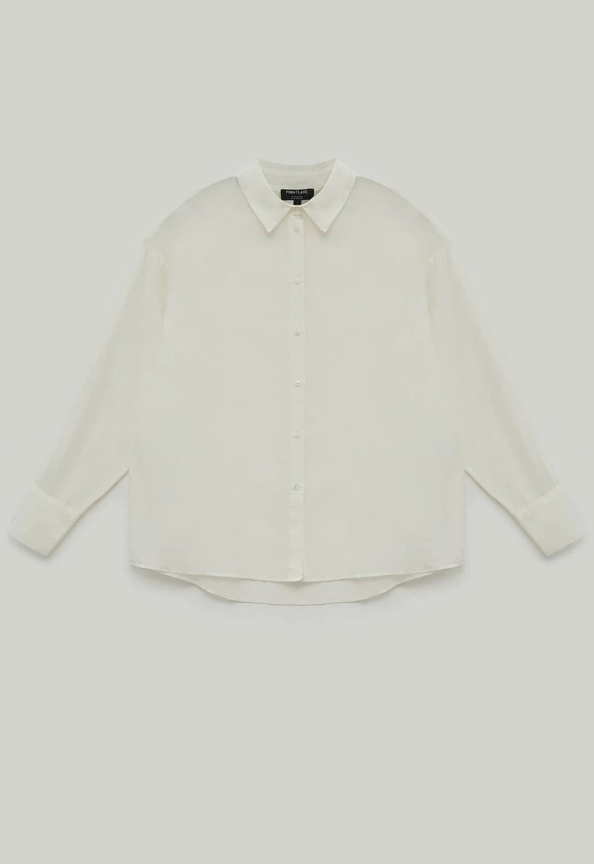 Блузка из хлопка и шелка с отложным воротником, Модель FSE110245, Фото №8