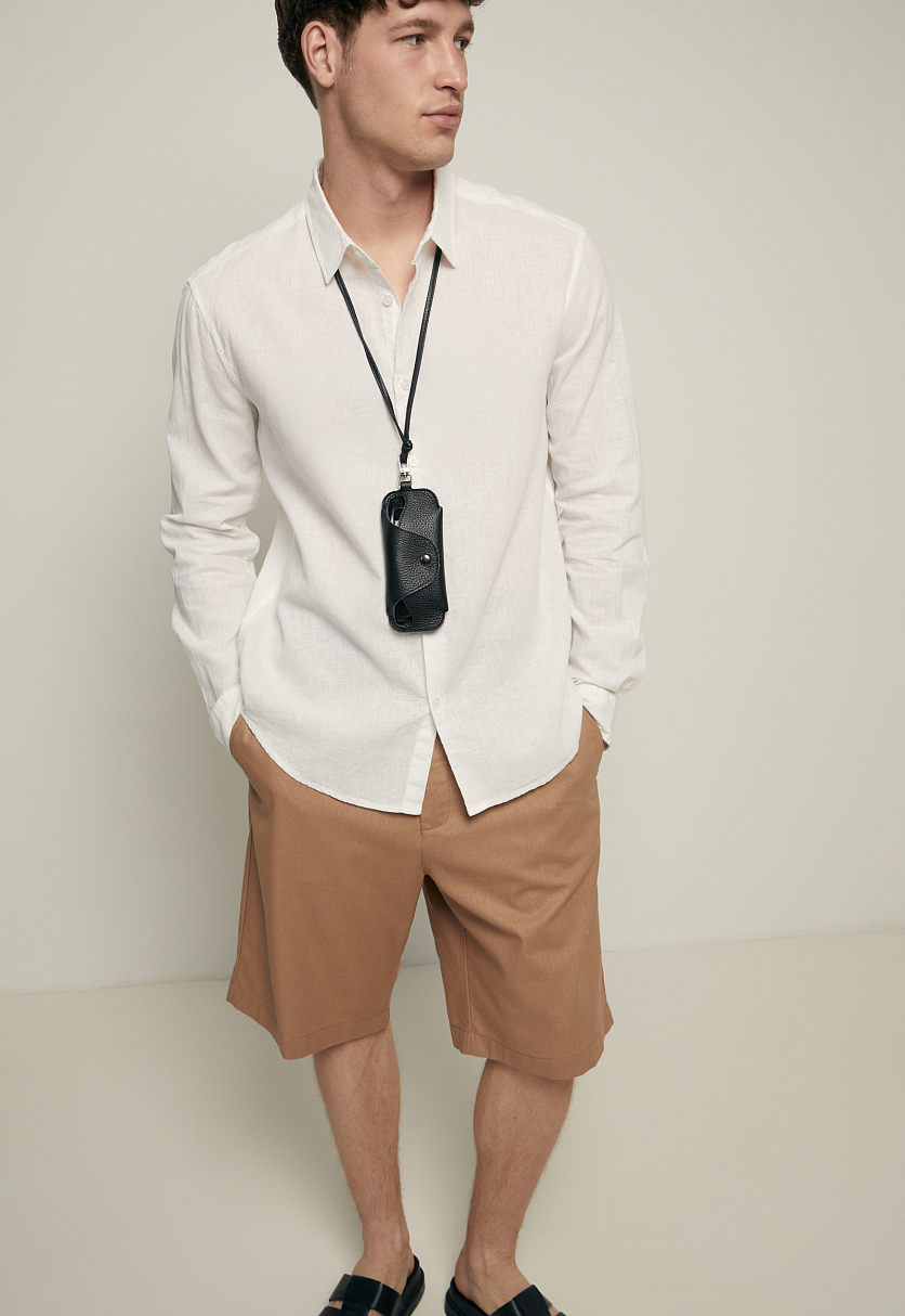 Рубашка из льна с длинным рукавом