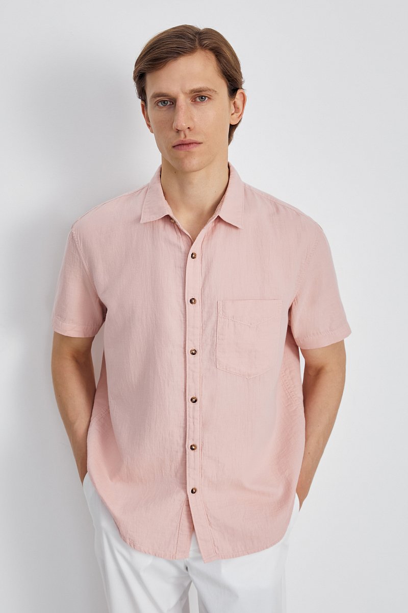 Рубашка из хлопка с коротким рукавом, Модель FSE21058, Фото №1