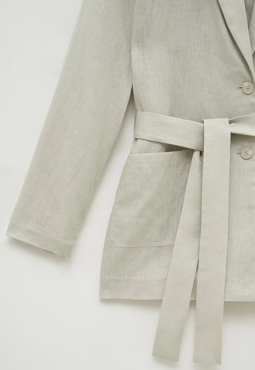Жакет изо льна с поясом и карманами, Модель FSE110270, Фото №7