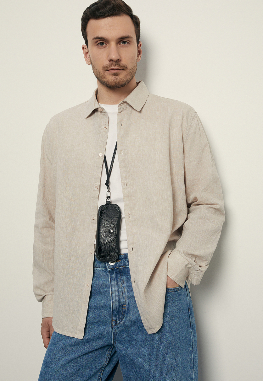 Рубашка из льна с длинным рукавом Рубашка из льна с длинным рукавом