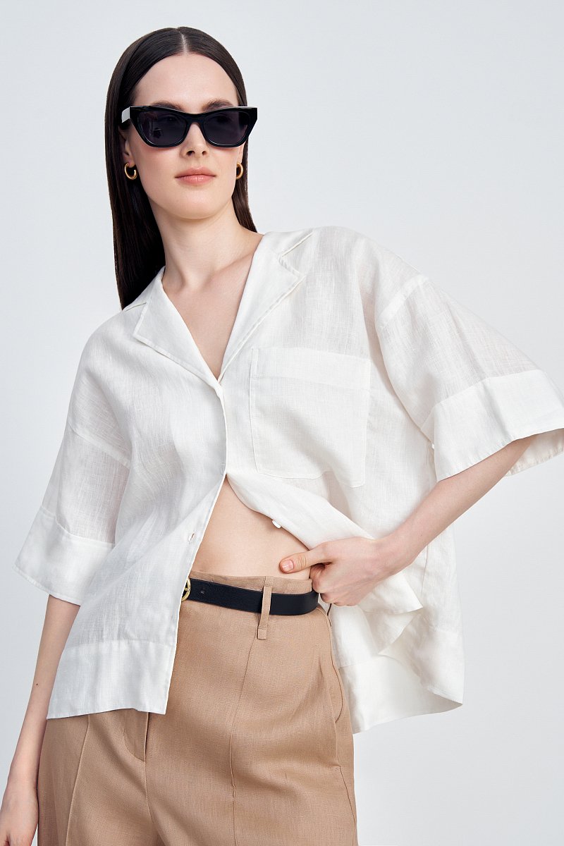 Блузка из льна свободного кроя, Модель FSE110137, Фото №1