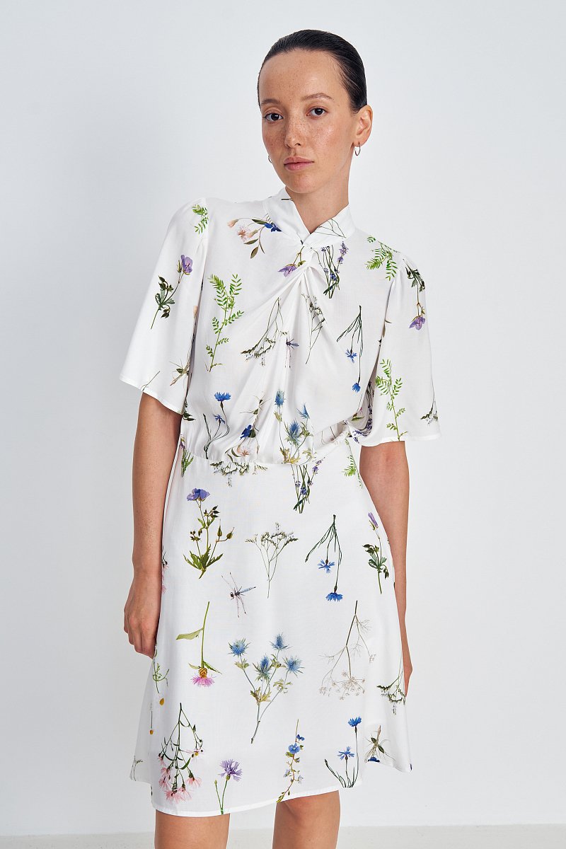 Платье из льна с цветочным принтом, Модель FSE110108, Фото №1