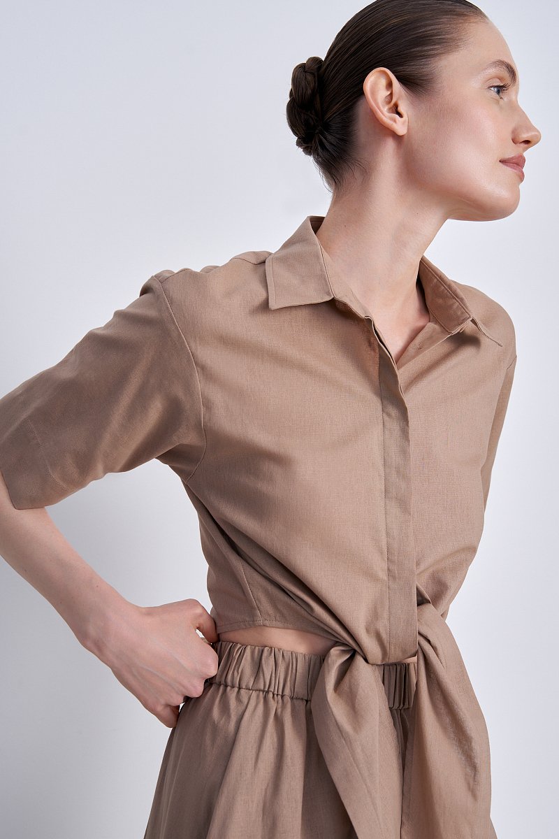 Рубашка с коротким рукавом и завязками на поясе, Модель FSE110210, Фото №4