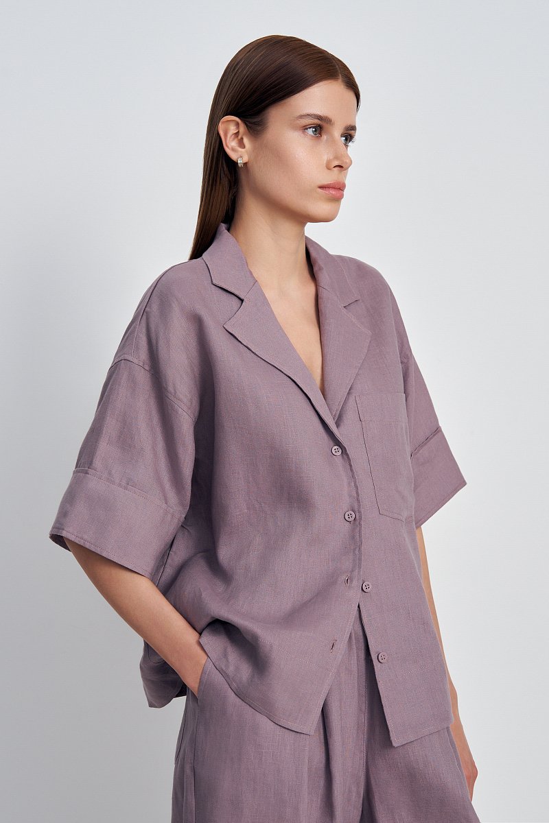 Блузка изо льна свободного кроя, Модель FSE110137, Фото №4