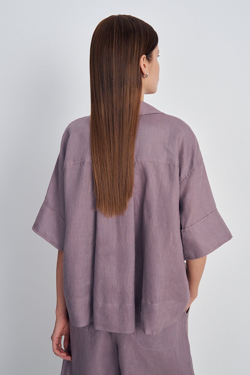 Блузка изо льна свободного кроя, Модель FSE110137, Фото №5