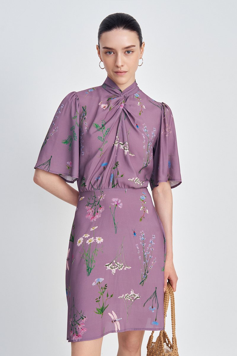 Платье из льна с цветочным принтом, Модель FSE110108, Фото №1