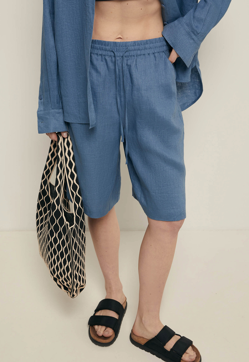 Шорты изо льна на резинке