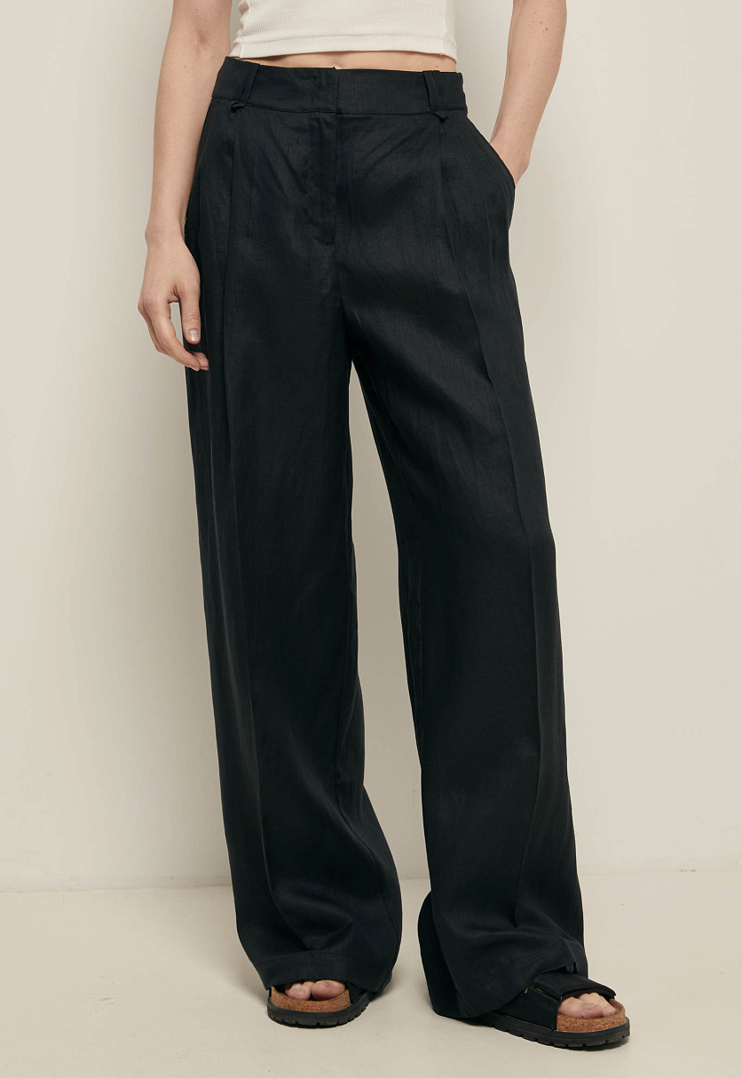 Брюки из конопляной ткани широкого кроя