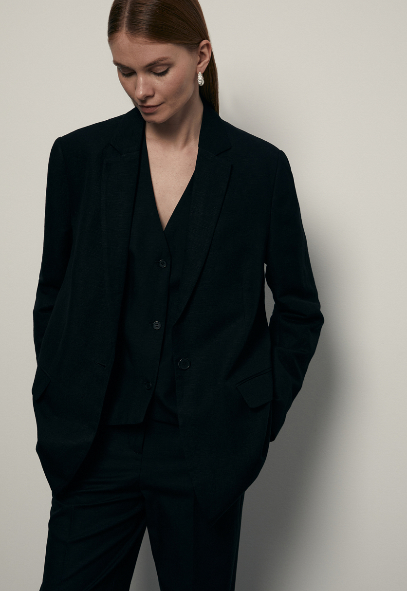 Однобортный жакет с добавлением льна Однобортный жакет с добавлением льна