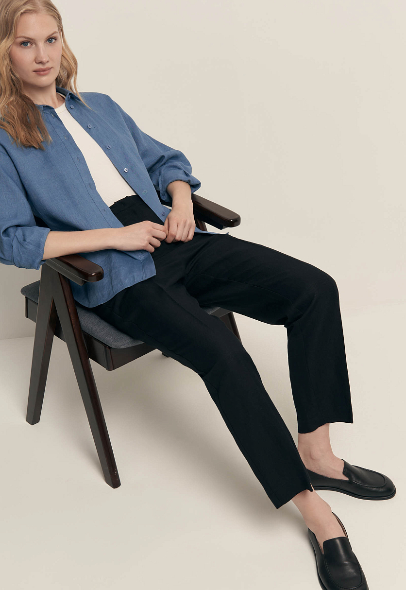 Брюки прямого кроя с добавлением льна