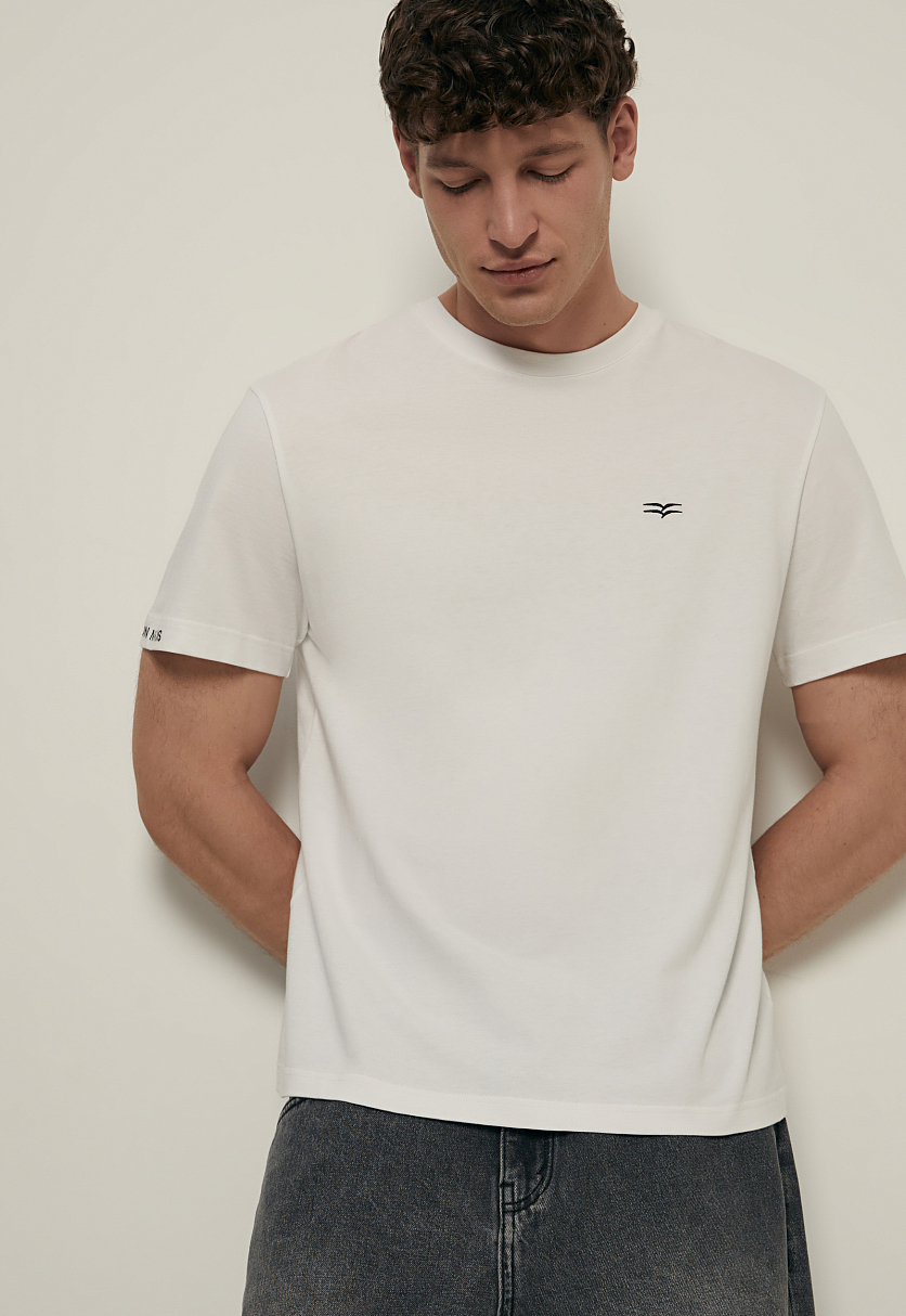 Футболка прямого кроя из хлопка Футболка прямого кроя из хлопка