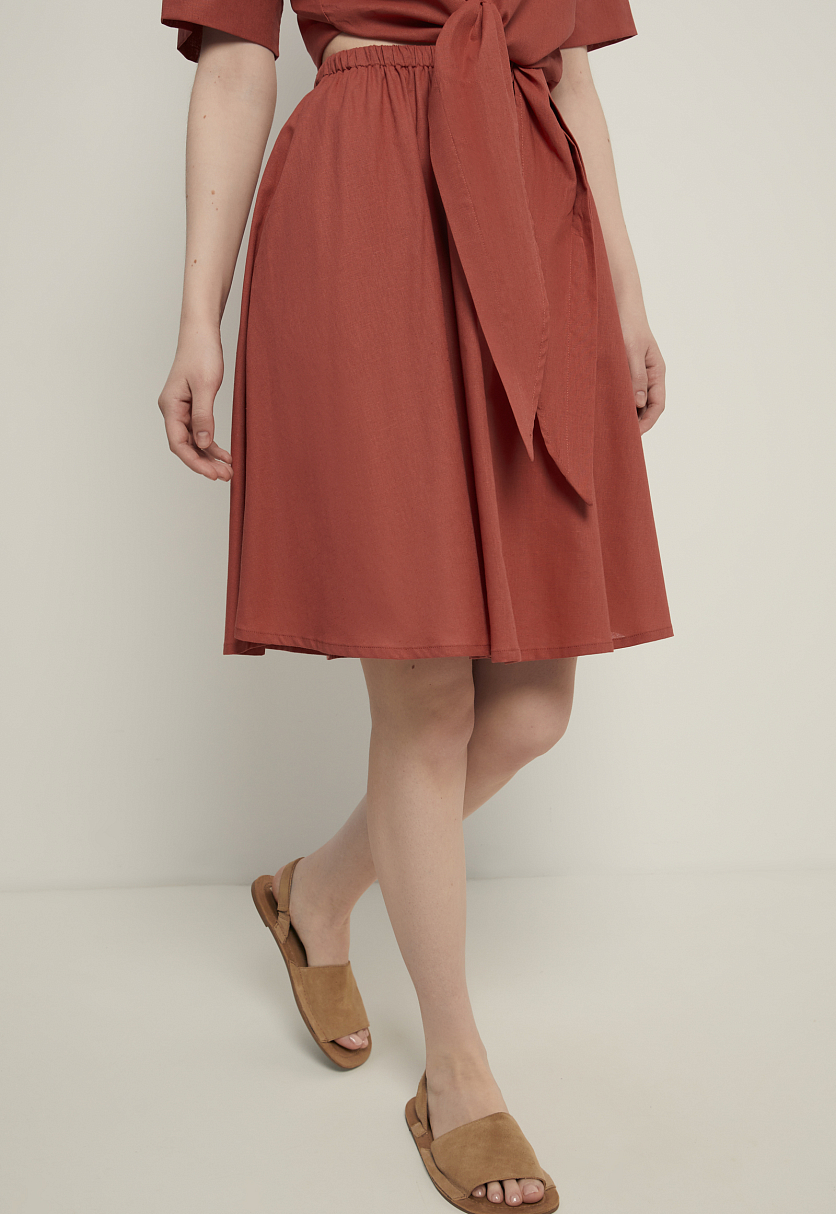 Юбка на резинке изо льна и хлопка Юбка на резинке изо льна и хлопка
