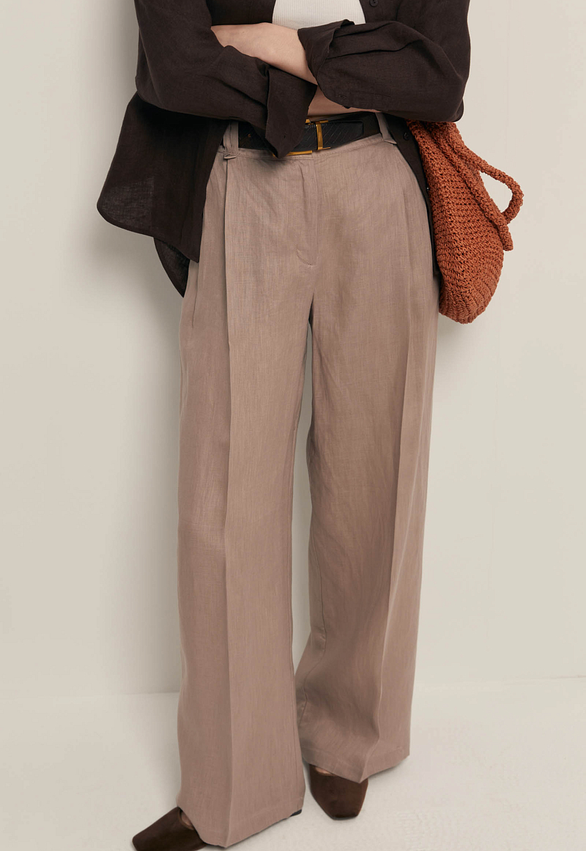 Брюки из конопляной ткани широкого кроя