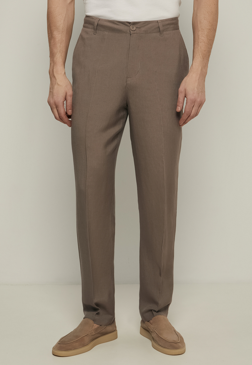 Брюки прямого кроя с добавлением льна