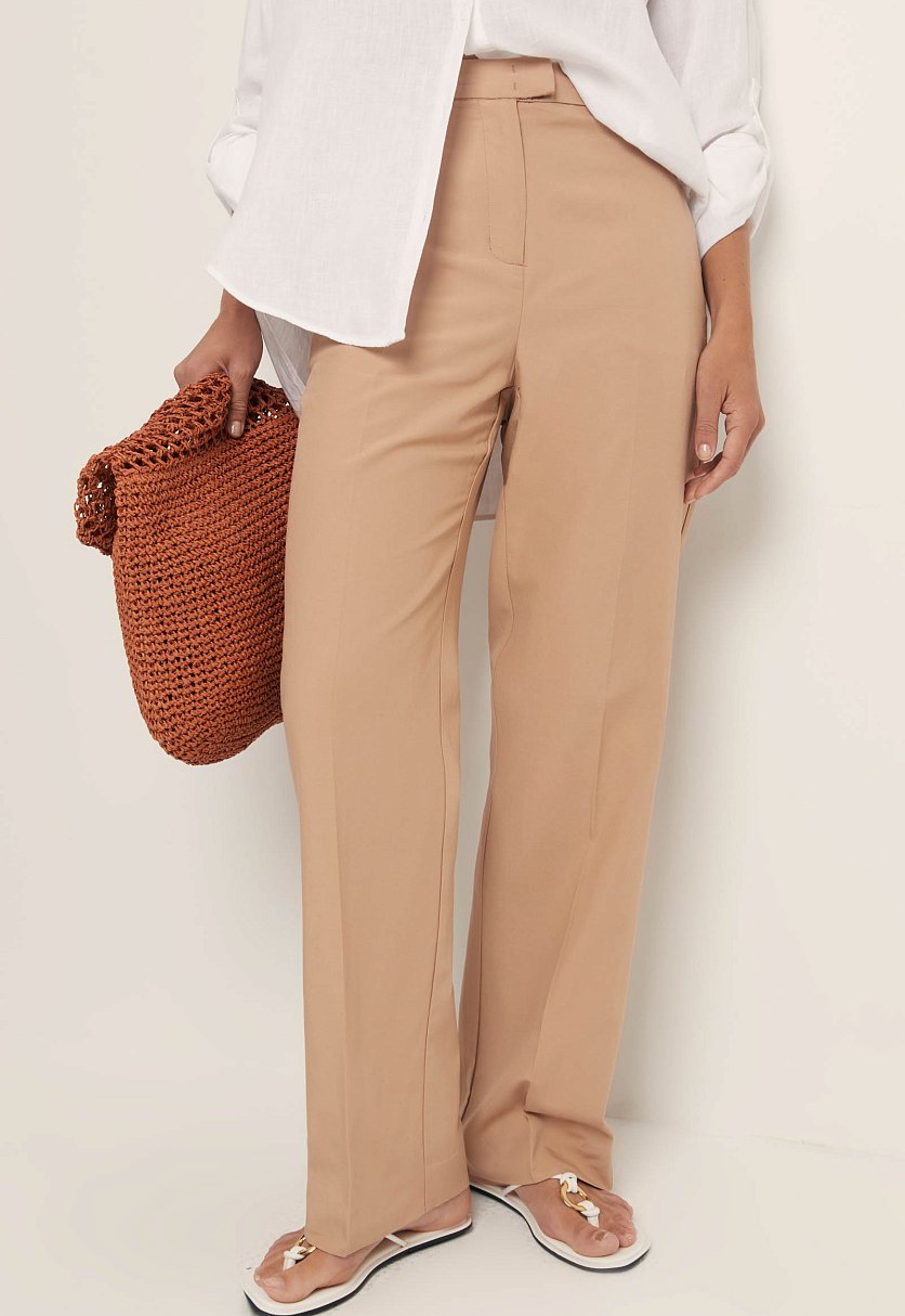 Брюки широкого кроя с добавлением льна
