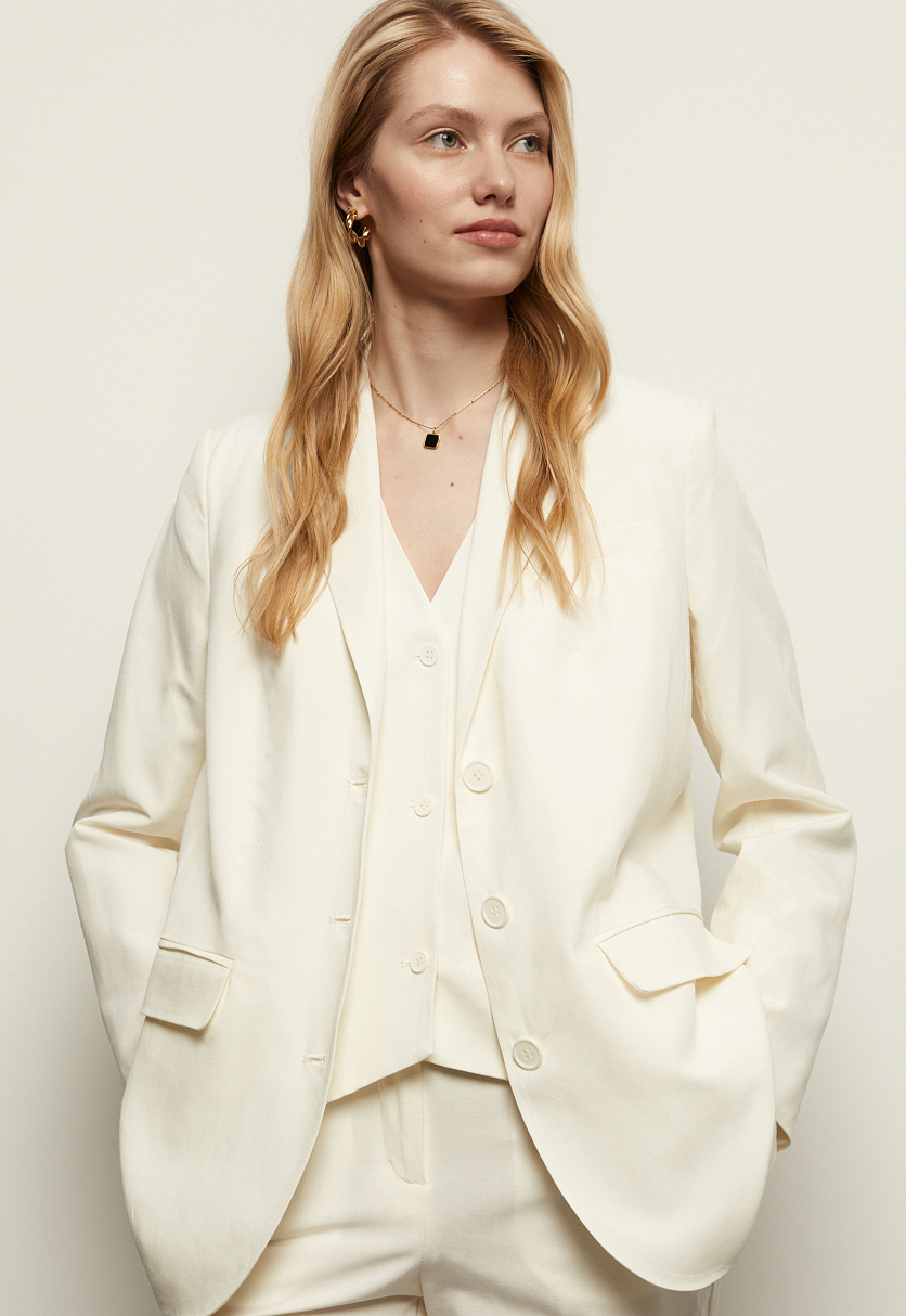 Однобортный жакет с добавлением льна