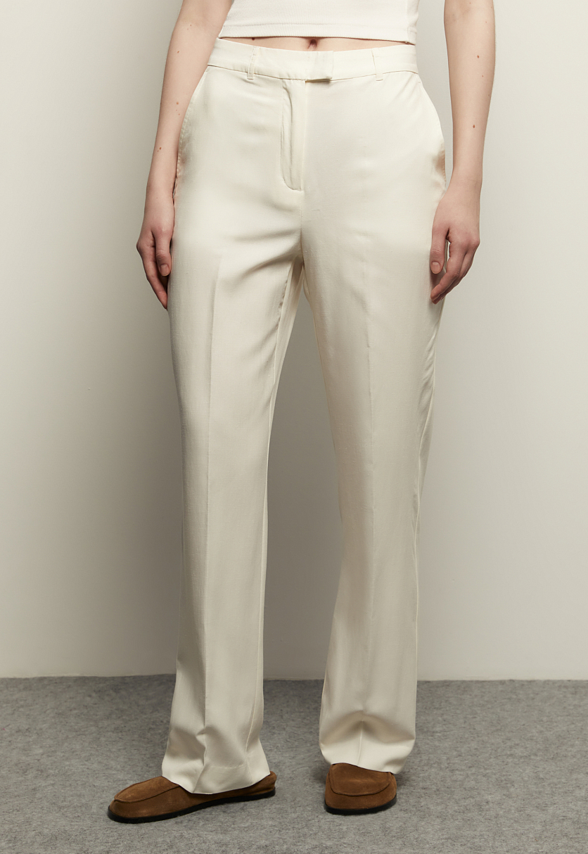 Брюки широкого кроя с добавлением льна