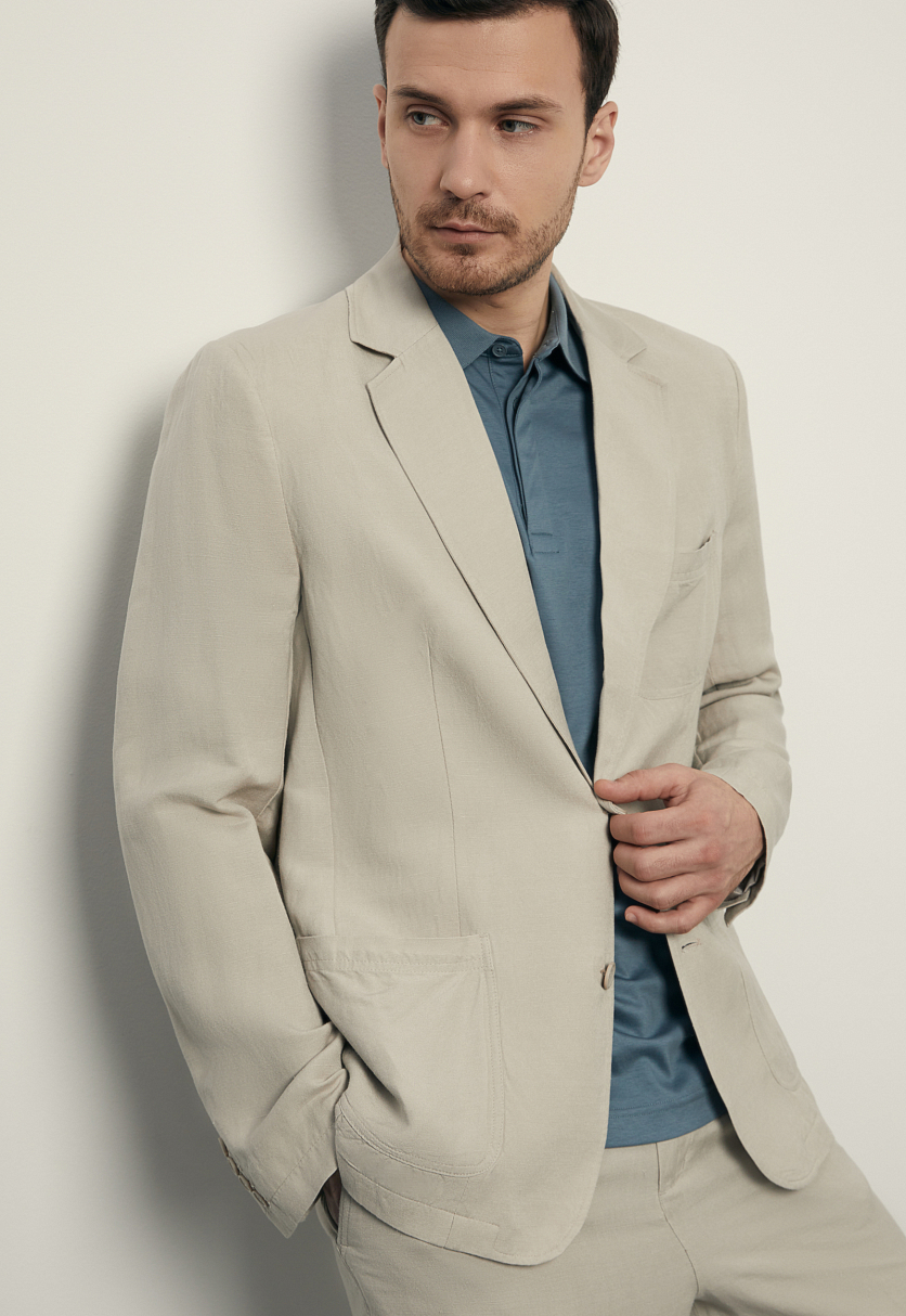 Однобортный пиджак с добавлением льна