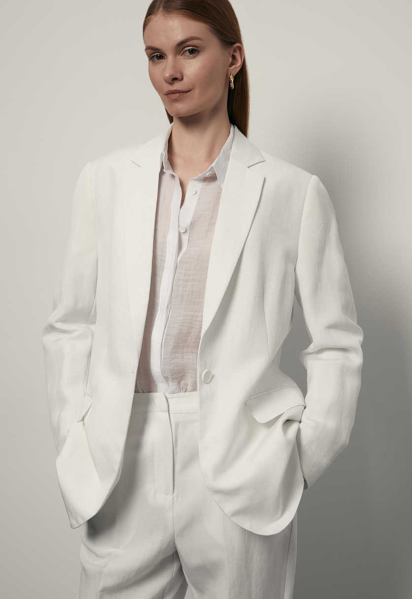 Однобортный жакет с добавлением льна