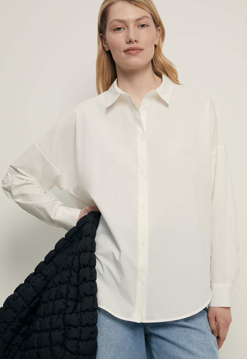 Рубашка из хлопка свободного силуэта