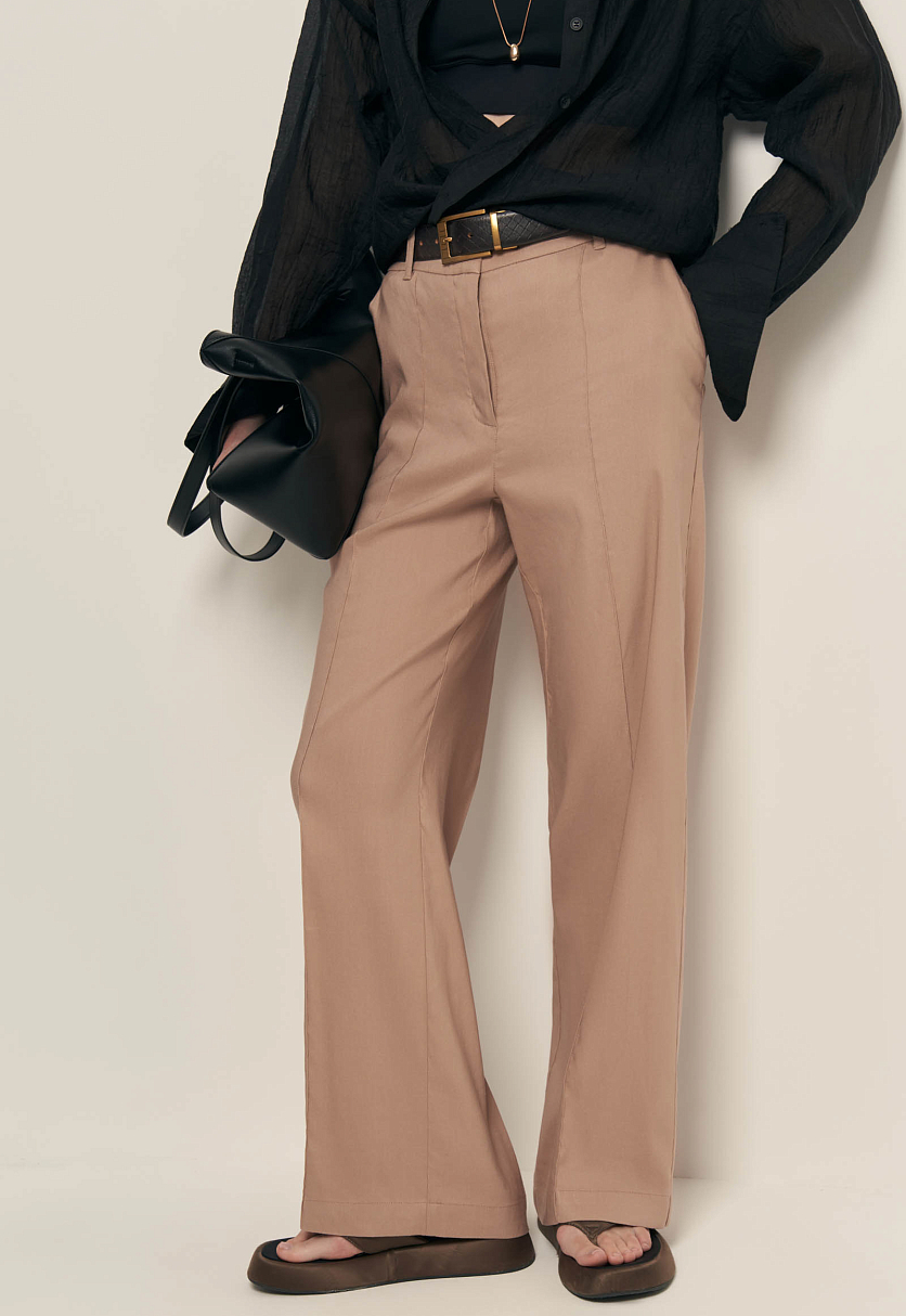 Брюки прямого кроя с добавлением льна