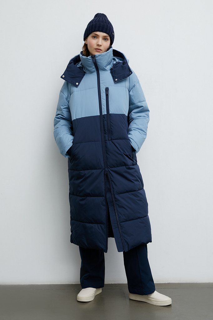 Двухцветное утепленное пальто, Модель FWB11003, Фото №1
