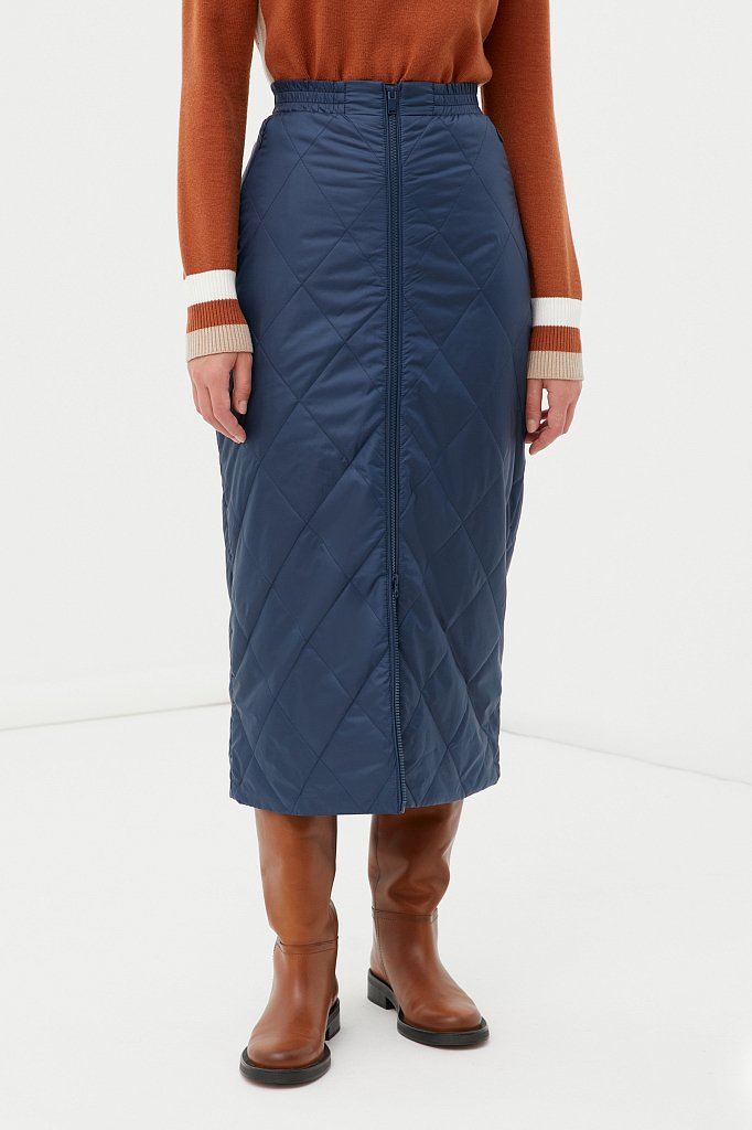 Утепленная стеганая юбка женская длины миди, Модель FWB110117, Фото №2