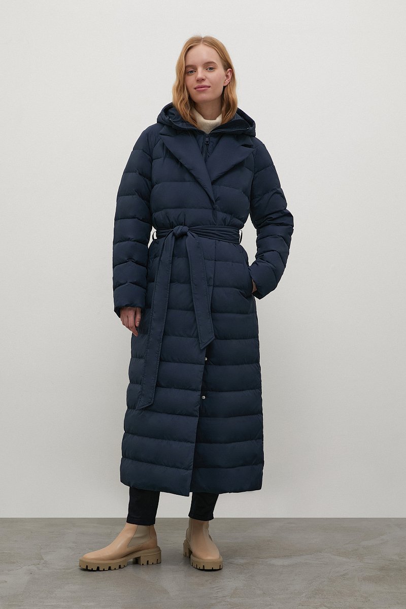 Стеганое пуховое пальто  с капюшоном, Модель FWB11012, Фото №1