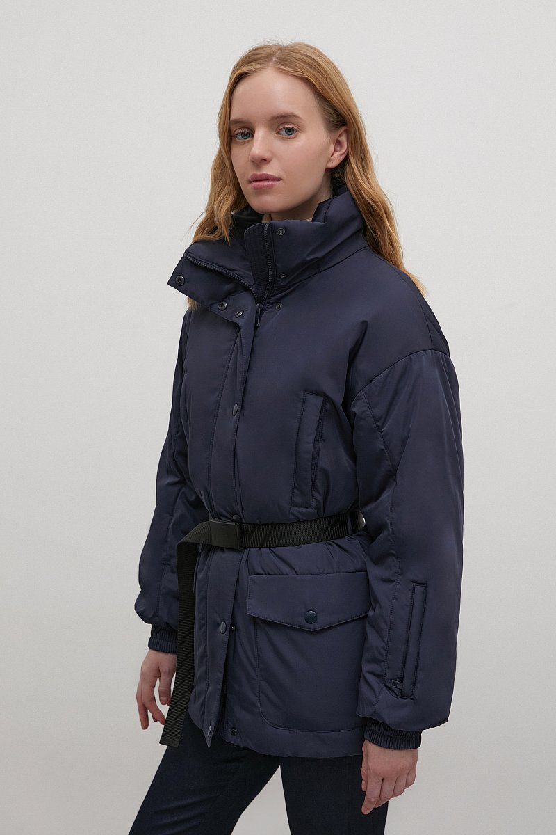 Утепленная куртка с поясом  и капюшоном, Модель FWB11020, Фото №4