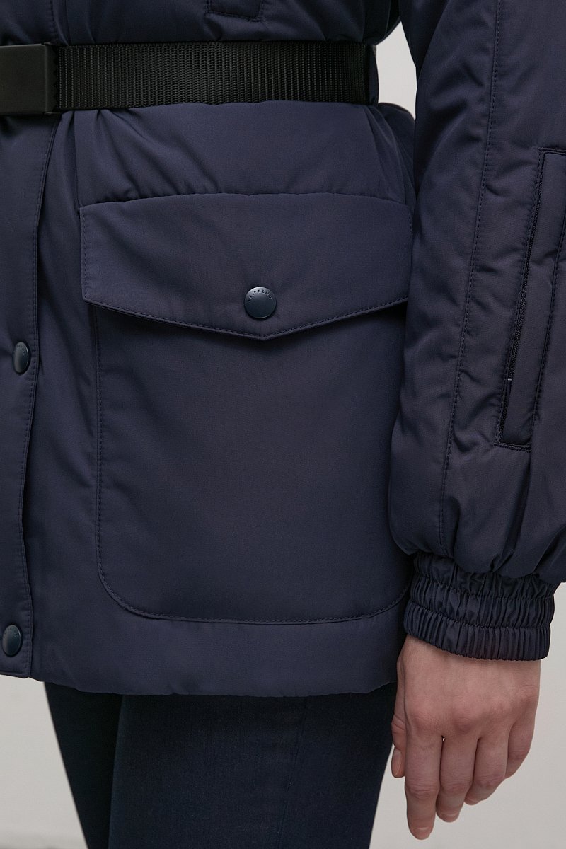 Утепленная куртка с поясом  и капюшоном, Модель FWB11020, Фото №6