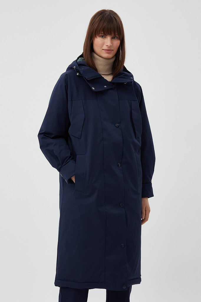 Утепленное пальто с капюшоном, Модель FWB11030, Фото №1