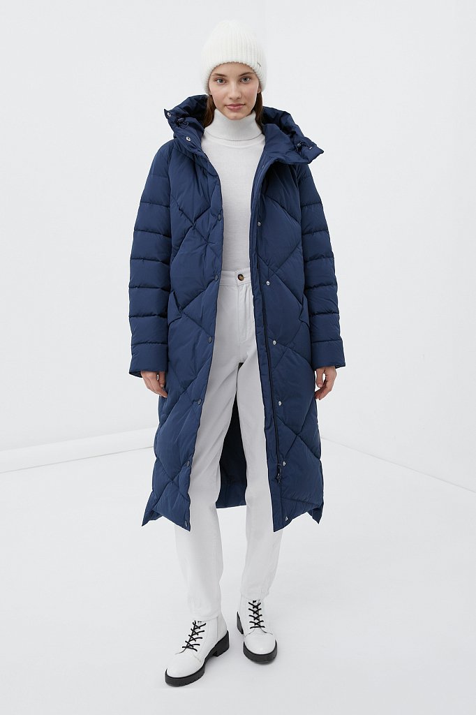 Пуховое пальто женское с капюшоном, Модель FWB11066, Фото №2